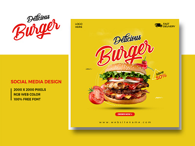 social media burger post design branding graphic design logo