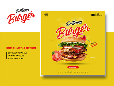 social media burger post design