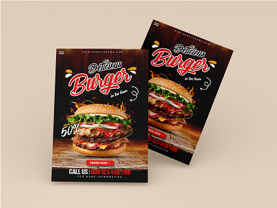 Delicious Burger in Town advertising banner beef brochure cheeseburger design fast food fastfood flyers fries graphic design hamburger leaflet photo pizza poster