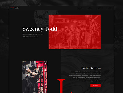 Sweeney TODD Barbershop Website Concept barber barbershop black dark demonic musical red sweeney webdesign