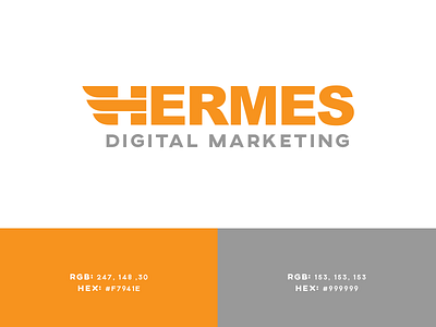 Hermes Digital Marketing full logo adobe illustrator h hermes icon logo midgard creative orange type type logo vector