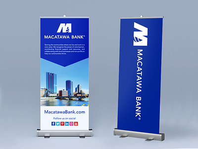 Event Banners banking banner blue branding finance grand rapids large scale printing pull-up banner
