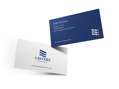 3 Rivers Energy Business Card Design adobe illustrator blue branding business card business card design energy logo icon logo metallic print design water water logo