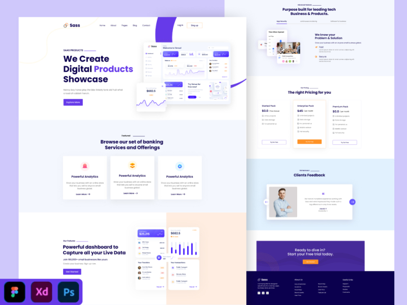 Sass Landing Page by Asha Moni Sarker on Dribbble