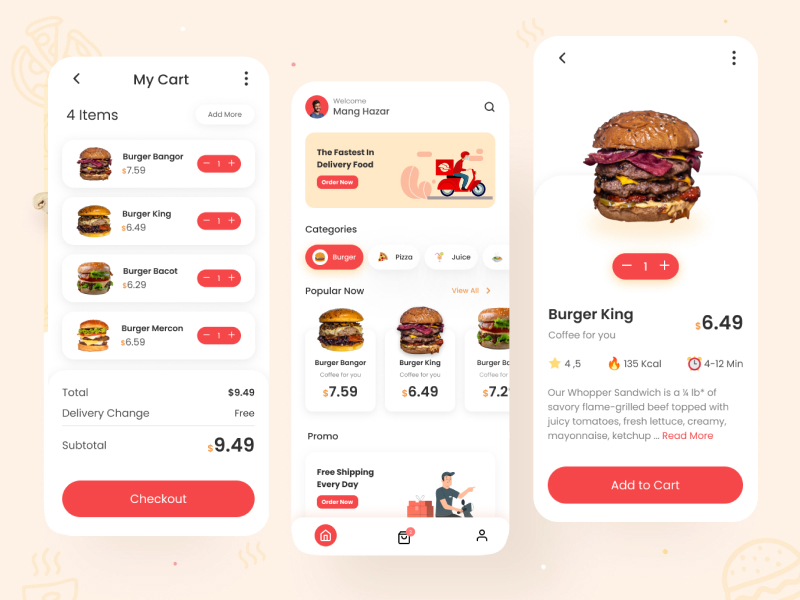 food delivery app by Asha Moni Sarker on Dribbble