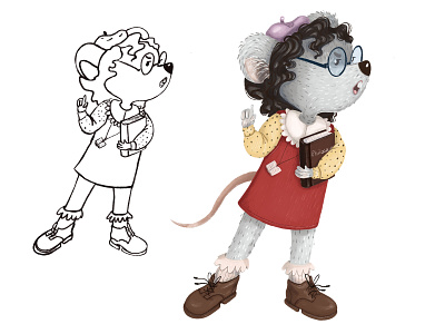 Rat the librarian art cartoon character design children illustration cute design illustration kids illustration raster