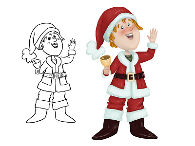 Santa the teenager art cartoon character design children illustration cute illustration illustration kid raster santa clause