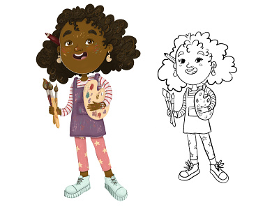 The girl from the drawing tribe art cartoon character design children illustration illustration kid kids illustration mascot raster