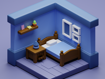 Isometric Room 3D Scene