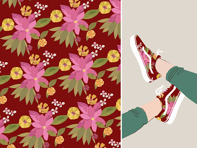 Fashion Pattern botanical clothes colourful design fashion flowers illustration leaves pattern plants print textile