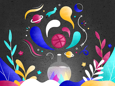 Hello Dribbble 🌟 colors community cosmos debut dribbble first hello light magic natural night