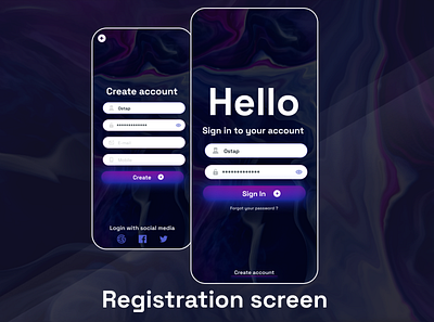 Registration screen app design ui ux