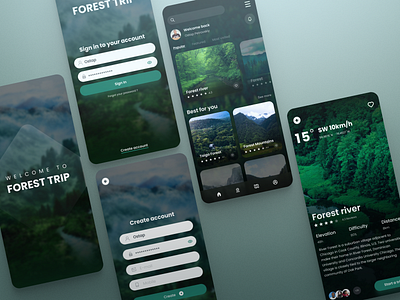 Forest Trip app design forest graphic design mobile trip ui uiux ux