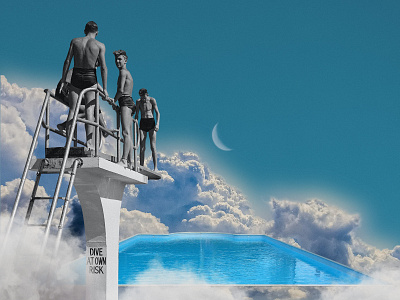 Swimming in The Clouds artwork collage collageart cut out design ephemera mixed media surreal