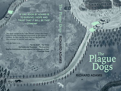 The Plague Dogs book book cover book illustration cover design dogs drawing famous book graphic design illustration landscape melancholy plague dogs printmaking sad wraparound