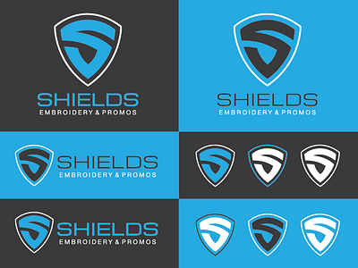 Shields Logo brand design embroidery identity logo promo promotion s shield word mark