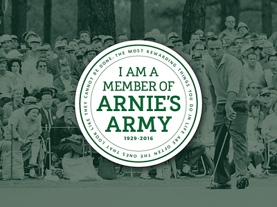 Arnie's Army arnies army arnold palmer button design golf logo sticker the masters type