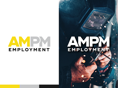 AMPM Employment Logo am black brand creative derek design employment graphic graphic design icon identity logo mark pm truninger word mark yellow