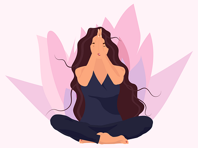 Girl in lotus position adobe illustrator beautiful cute design faceless fitness flower girl graphic design illustration lotus meditation people pose relax stylish tender typography vector yoga