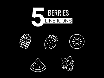 Berries line icon adobe illustrator beautiful berries black blueberries cute design food healthy healthy food icon illustration kiwi line raspberries set strawberries tasty watermelon white