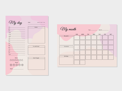 Weekly, monthly planner adobe illustrator beautiful blank business calendar cute design diary goals graphic design illustration monthly notebook office planner schedule timetable weekly
