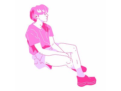 Pink boy drawing illustration pale pink pallet pink vector