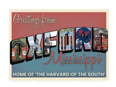 Oxford, Mississippi Postcard brand branding creative strategy design graphic design illustration logo vector
