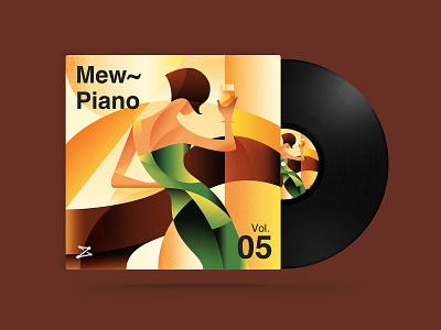 弹钢琴的女人 | Mew~ Piano geometry illustration music piano poster