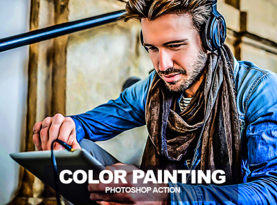 Color Painting Photoshop Action 3d motion graphics vector painting