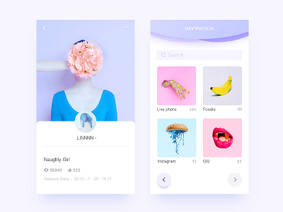 Inspiration album app，search image， photography photo ui