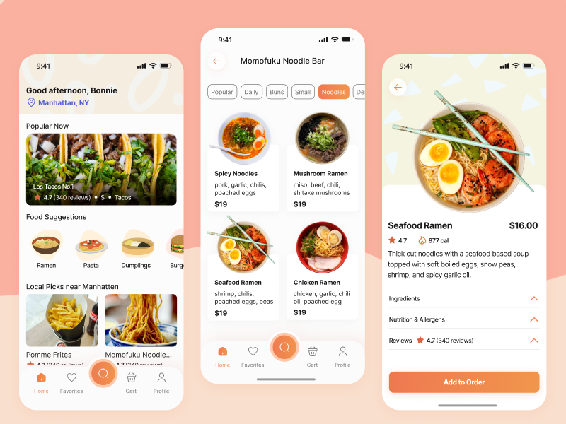 Food App by Kathy Tran on Dribbble