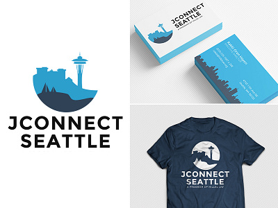 JConnect Seattle Branding brand identity branding business cards logo seattle space needle tshirt