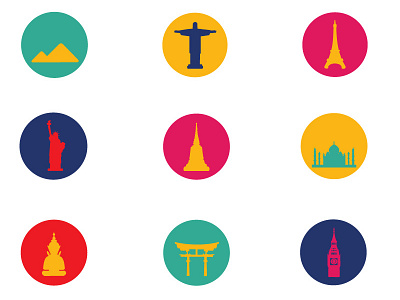 Flat Design 01 bucketlist flatdesign icons illustration illustrator landmarks