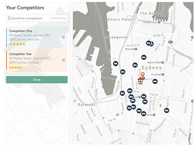 Competitor Setup competitor design dropdown form hotel map picker ui user interface