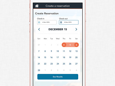 Create Reservation Date Picker app calendar date picker dates flat ios iphone mobile picker ui