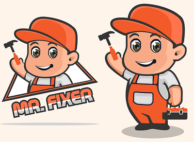 Mascot Mechanic character with logo design branding cartoon character fix fixing garage graphic design logo logo design mascot mascot logo mechanic poster tools vector