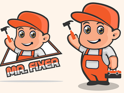 Mascot Mechanic character with logo design