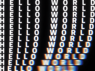 Hello world animation digital glitch logo motion text ui ux