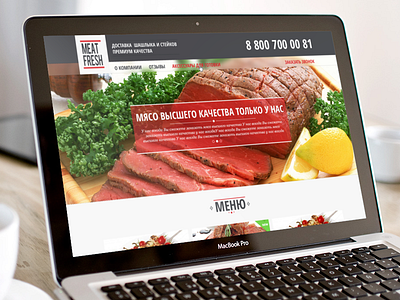 Landing Page for Fresh Meat clean design flat food fresh landing meat red vector web
