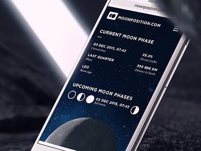 Arise Creative Agency | Moonposition galaxy moon percent phase position responsive safari sign time ui ux web