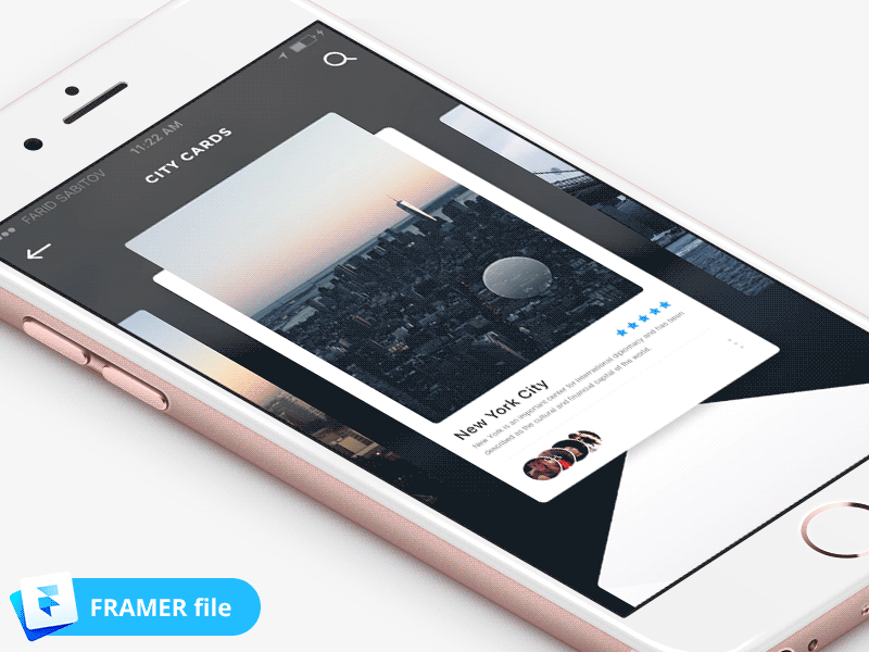 DAY 004 with Framer Studio by Farid Sabitov card framer free interaction js page pages search sketch swipe user ux