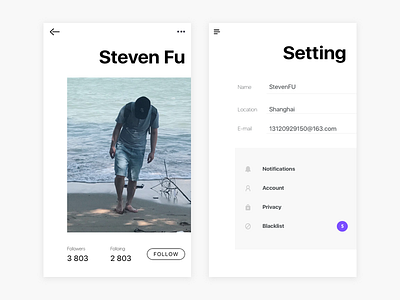 User Profile & Setting - DailyUI #6 #7