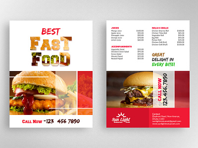 Menu Card Design branding brochure design flyer graphic design menu card