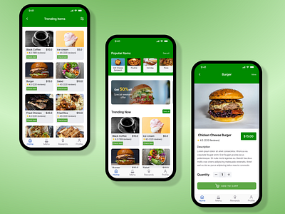 #3page Design(Food ordering app)