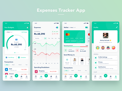 Expense Tracker App banking creditcard expenses graph icons money money app money management moneytrends profile spends transaction trends ui uidesign ux wallet