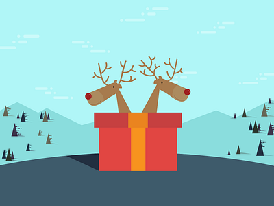 Merry Reindeer. christmas gifts illustrations merry christmas presents red nose reindeer seasons greetings trees vectors