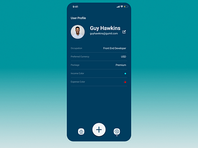 User Profile for budget app. Daily UI 006