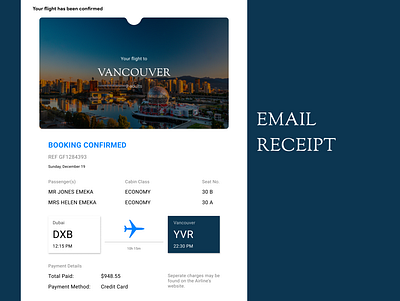 Email receipt - DailyUI airline email receipt dailyui dailyui 017 design email email receipt flight receipt ui ux web