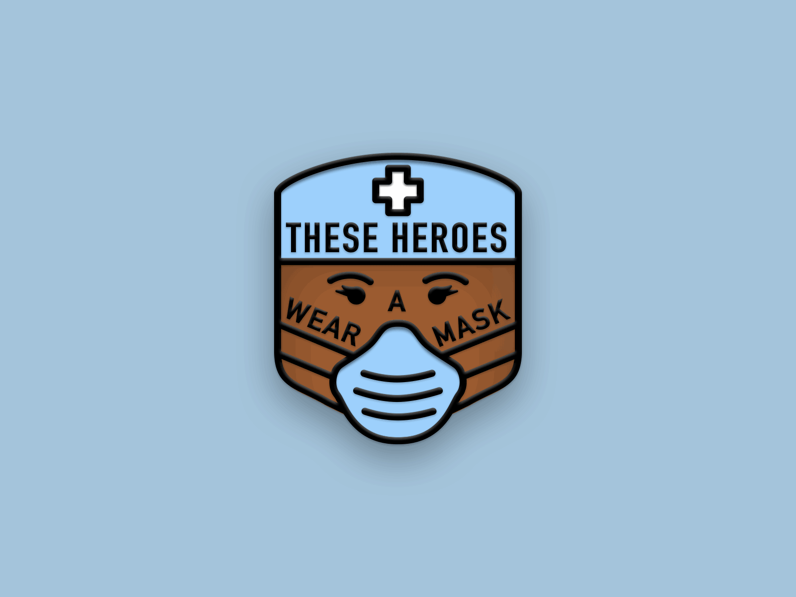 Heroes in Masks coronavirus doctor enamel pin heroes illustration medical mask nurse vector