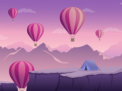 Balloons in the mountains design graphic design illustration vector